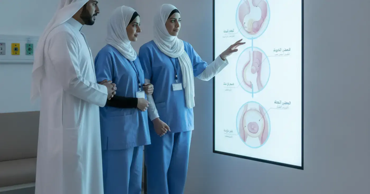 رسم توضيحي يوضح مراحل المخاض والولادة الطبيعية بالتفصيل للأم الحامل
