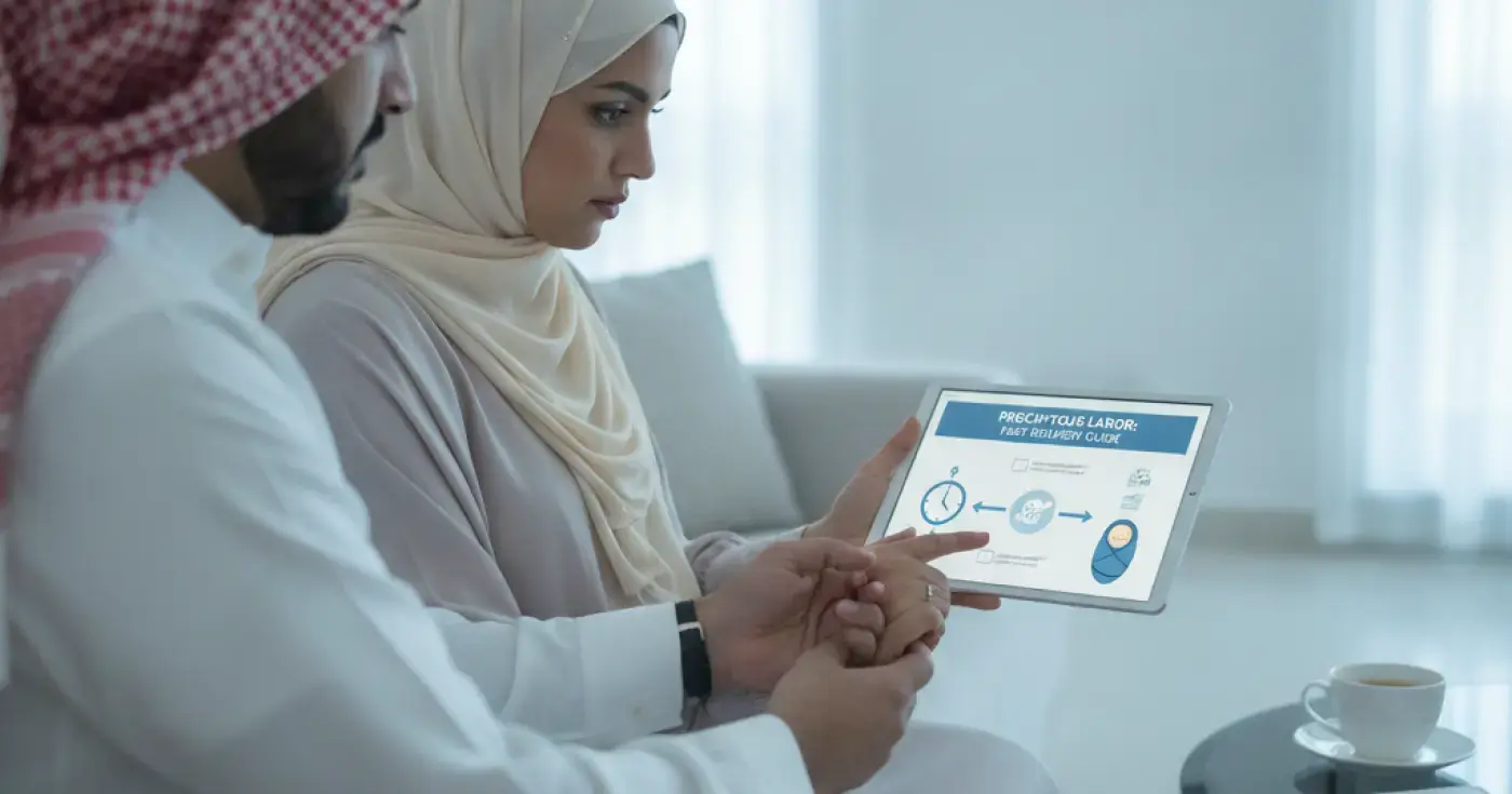 An expectant mother learning about the signs of precipitous labor and sudden delivery.
