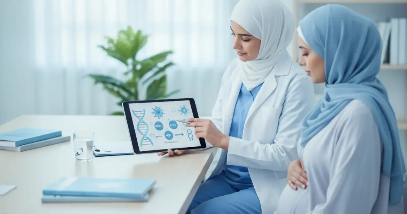 Doctor explaining the importance of preconception infectious disease screening to a patient