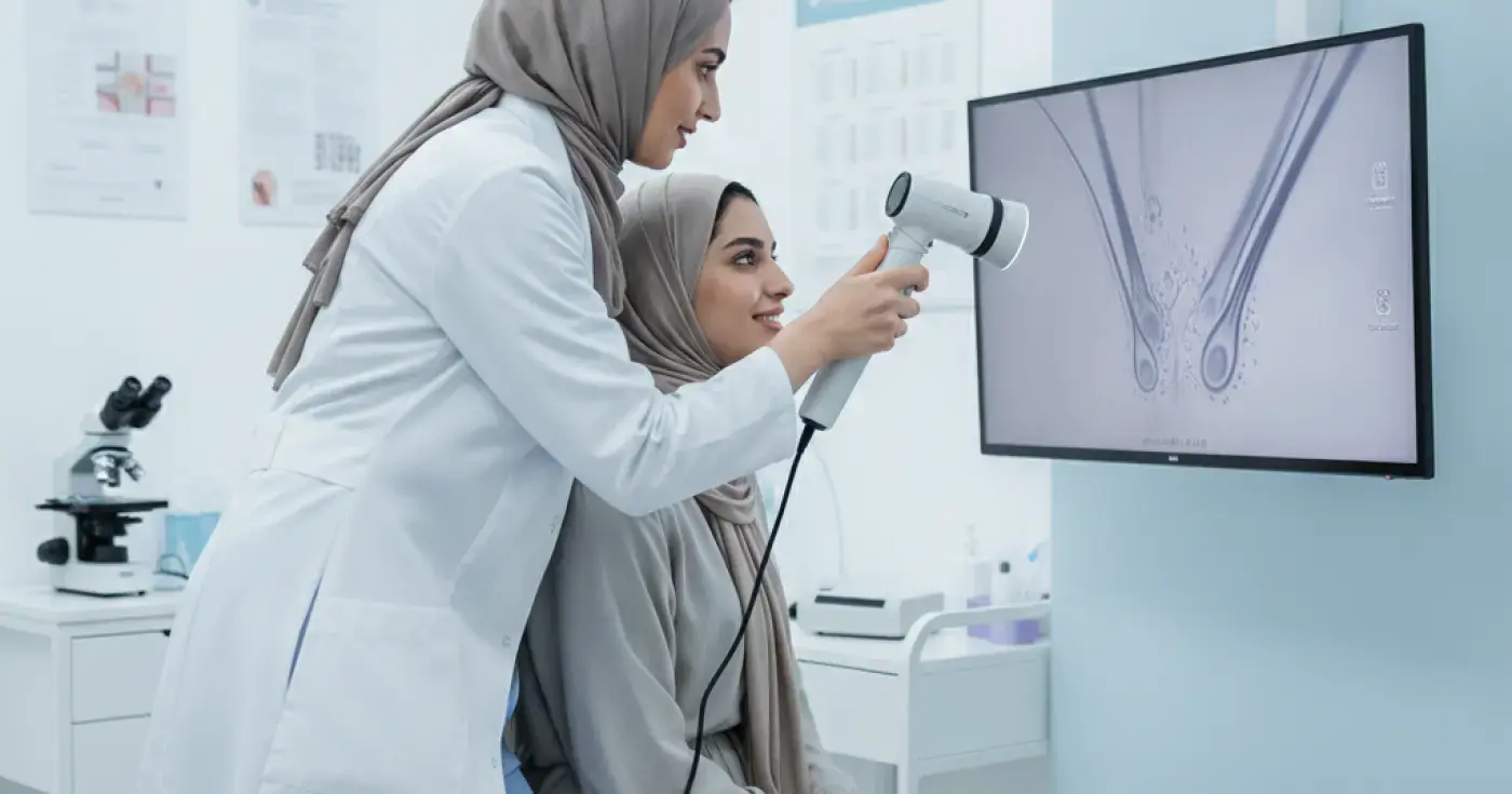 تقنيات الفحص المجهري للشعر: من التشخيص الدقيق إلى اختيار العلاج المناسب