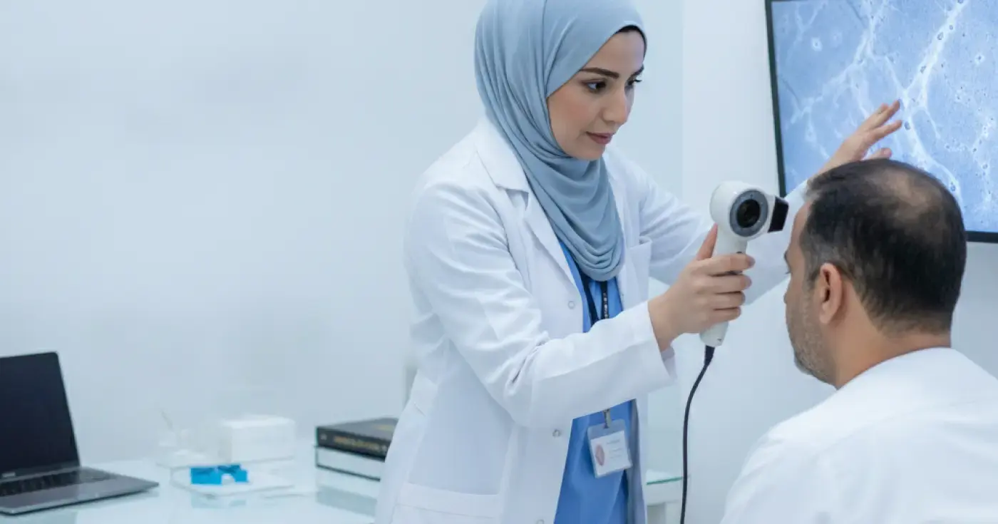 التشخيص المجهري لتساقط الشعر: كيف يفرق بين الثعلبة والأنواع الأخرى؟