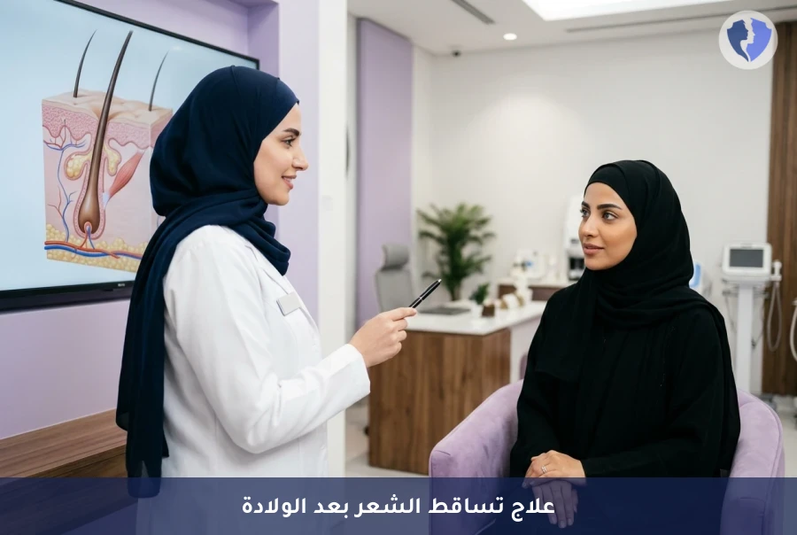 برنامج تقييم وعلاج تساقط الشعر بعد الولادة (Postpartum Telogen Effluvium) - استعيدي كثافة شعرك بعد الولادة