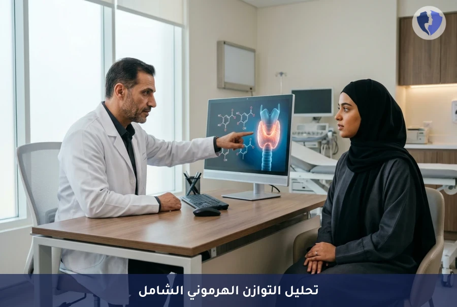 تحليل التوازن الهرموني الشامل (TSH, fT3, fT4, Cortisol, DHEA, Testosterone, Estrogen) - استعد توازنك الهرموني