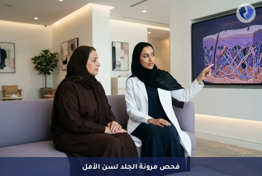 فحص وتقييم صحة الجلد والكولاجين بعد انقطاع الطمث - استعيدي نضارة بشرتك بعد الخمسين