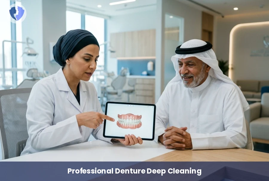 Bright Smile with Clean Dentures - Professional Denture Cleaning and Polishing