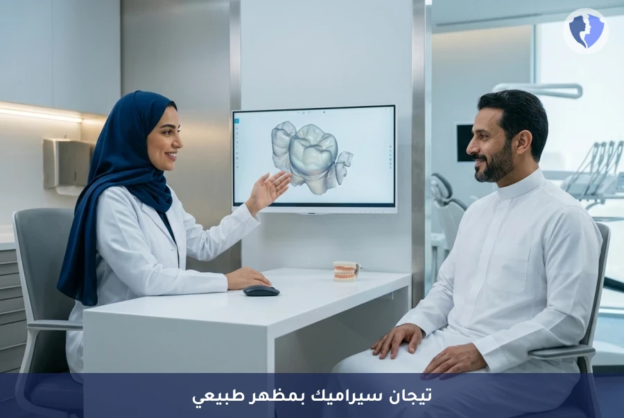 ابتسامة طبيعية بتيجان السيراميك - تركيب تيجان الأسنان (أول سيراميك) الخالية من المعدن