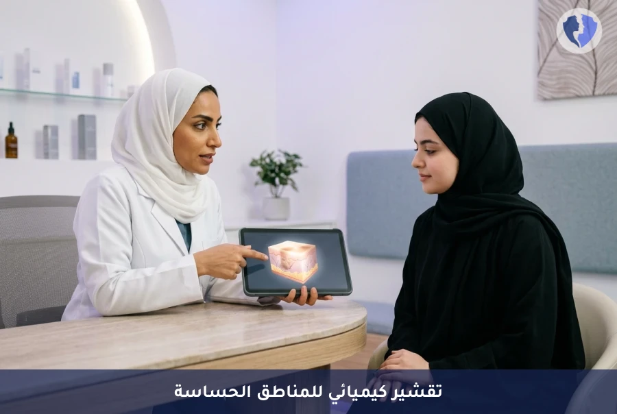 تفتيح وتوحيد لون المناطق الحساسة - جلسة تقشير كيميائي للمناطق الحساسة (TCA/Mandelic)