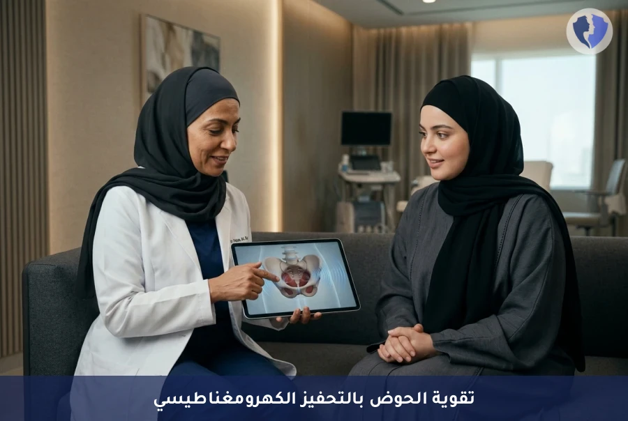 استعيدي قوة عضلات الحوض - جلسة تقوية عضلات الحوض بالتحفيز الكهرومغناطيسي (HIFEM)