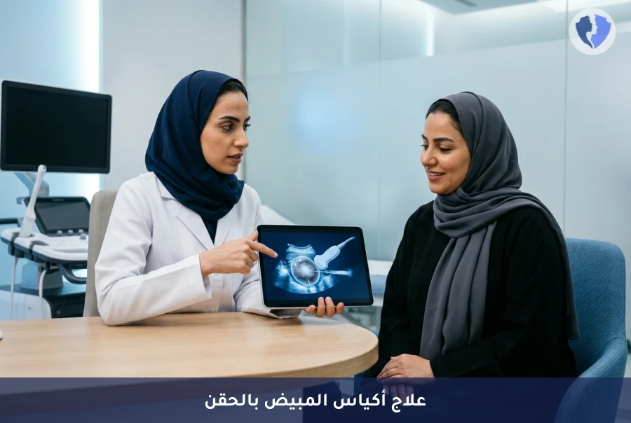 علاج أكياس المبيض بدون جراحة - حقن كيس المبيض بالكحول تحت الأشعة (Sclerotherapy)