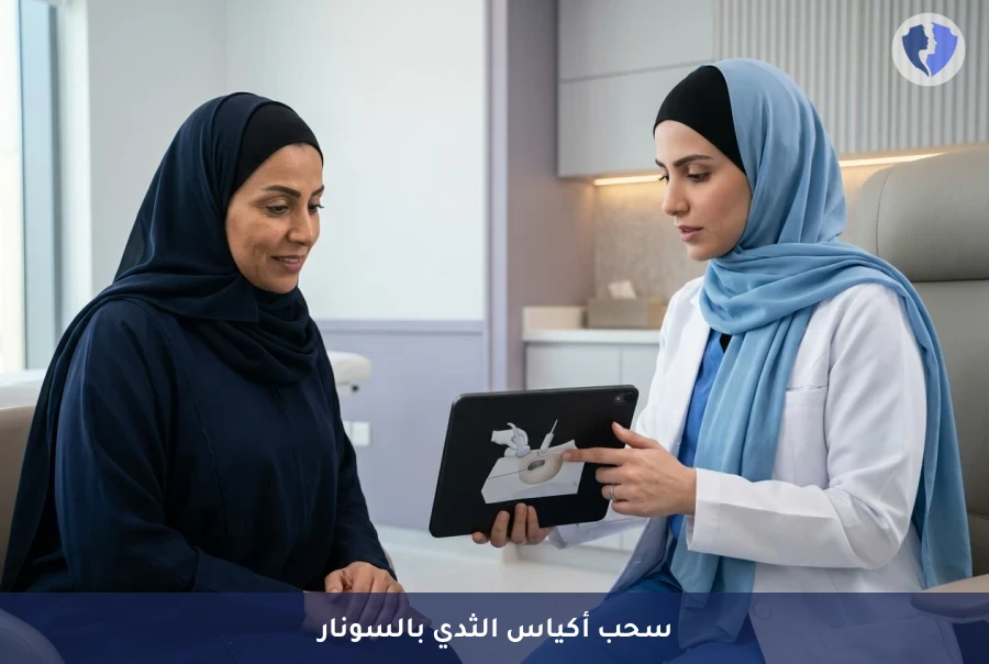 تخلصي من آلام أكياس الثدي - سحب أكياس الثدي تحت إشراف السونار