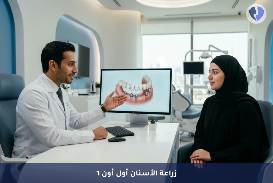 ابتسامة دائمة وثبات فائق - عملية زراعة الأسنان (أول أون 6) لترميم الفك