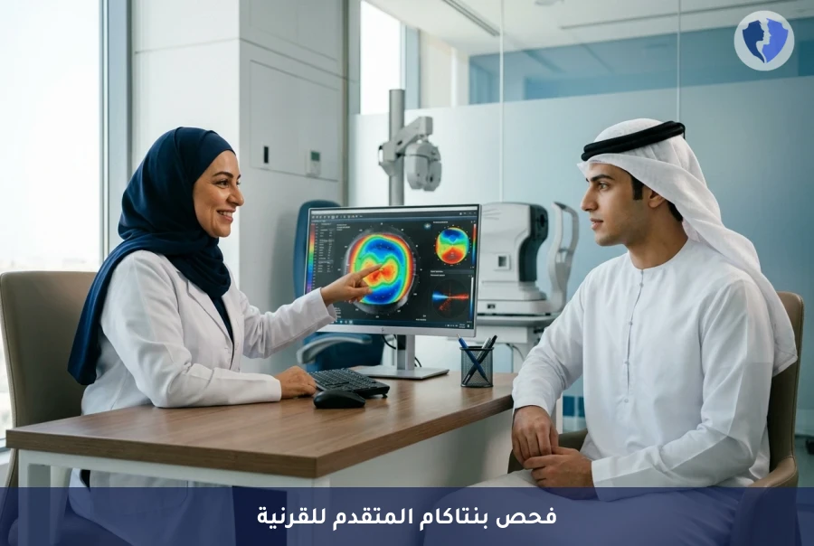 خريطة دقيقة لقرنية عينك - فحص رسم تضاريس القرنية المتقدم (Pentacam)