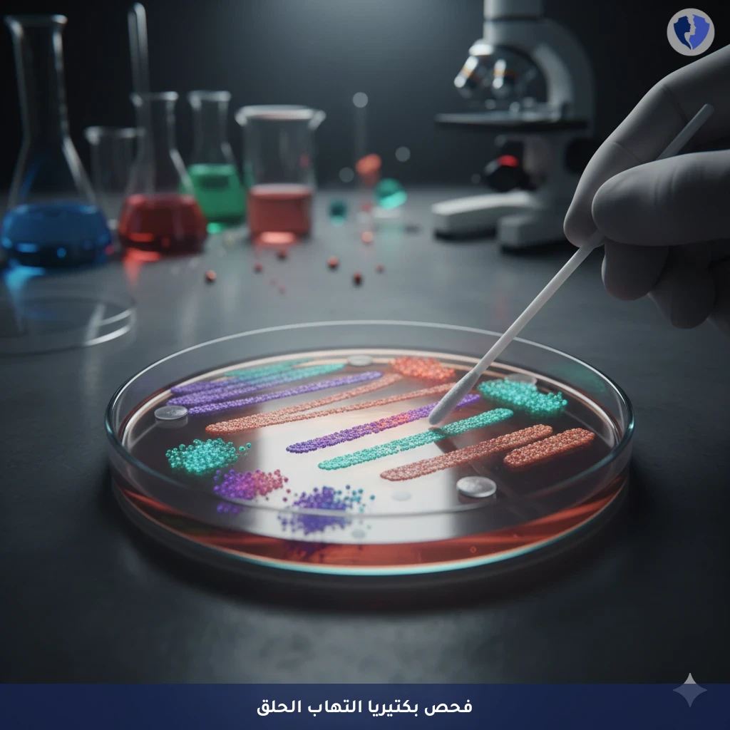 كشف بكتيريا الحلق والمضاد المناسب - مزرعة مسحة الحلق (Throat Swab Culture)