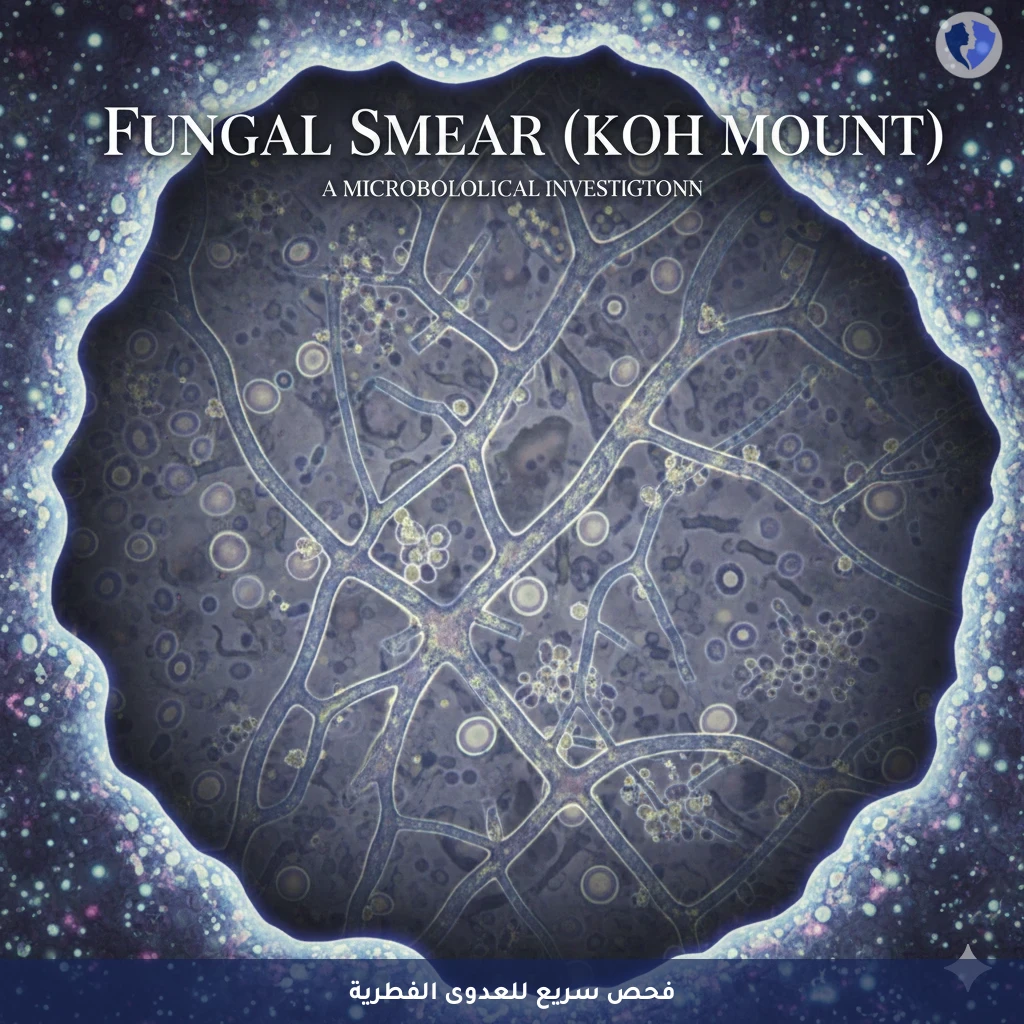 فحص سريع للفطريات (KOH) - مسحة للكشف عن الفطريات (KOH Mount)